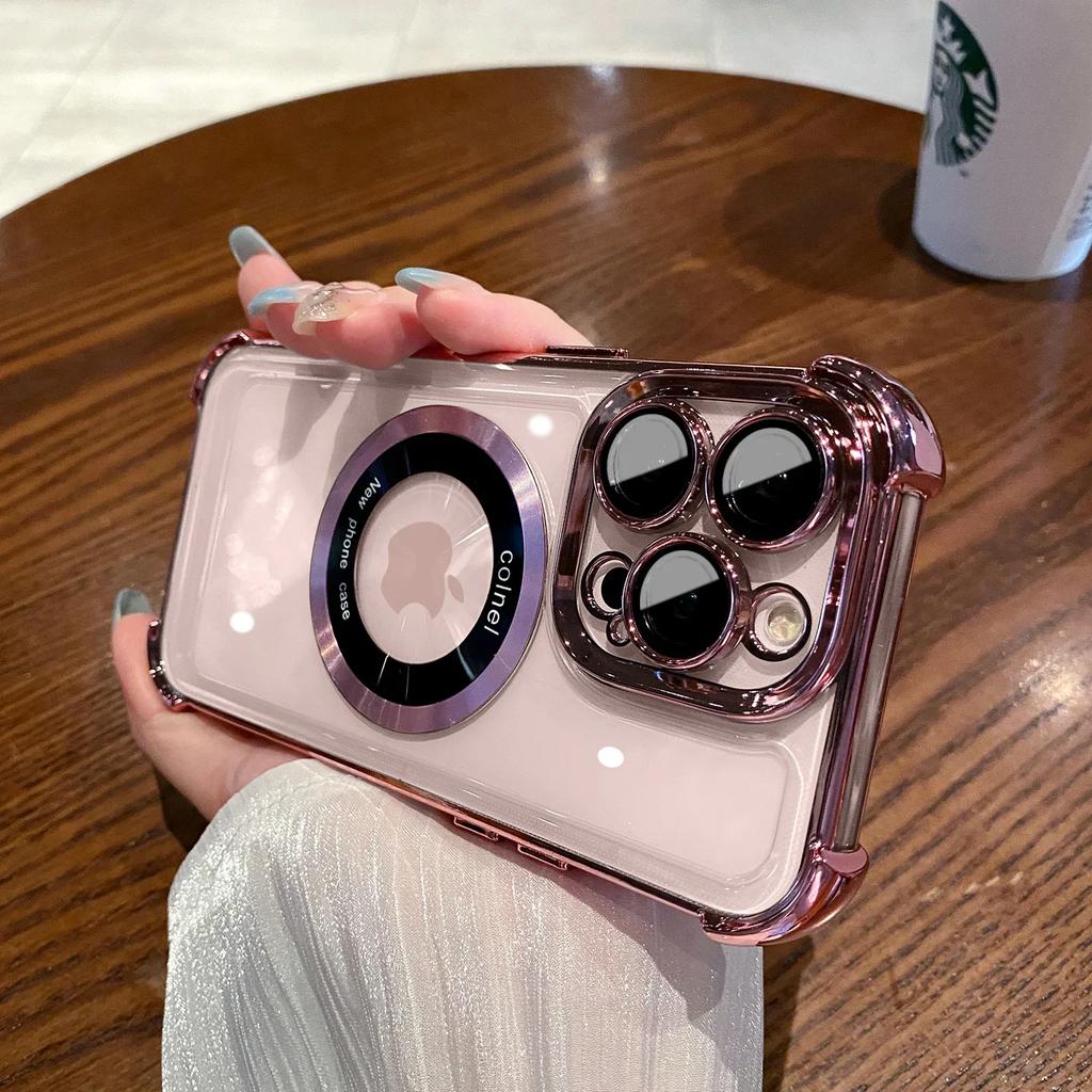 Transparent Plating Magnetic Cases For iPhone 16 13 12 11 17 Pro Max 14 15 Plus 17 Air For Magsafe Wireless Charging Phone Cover