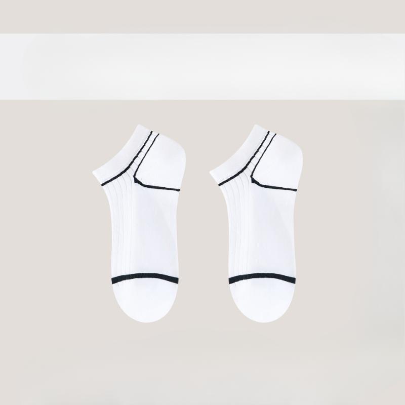 

Тонкие женские носки с низким вырезом, которые не сползают, весенние, влагоотводящие, дышащие, не скатывающиеся, простые полосатые повседневные носки 1 pair белый