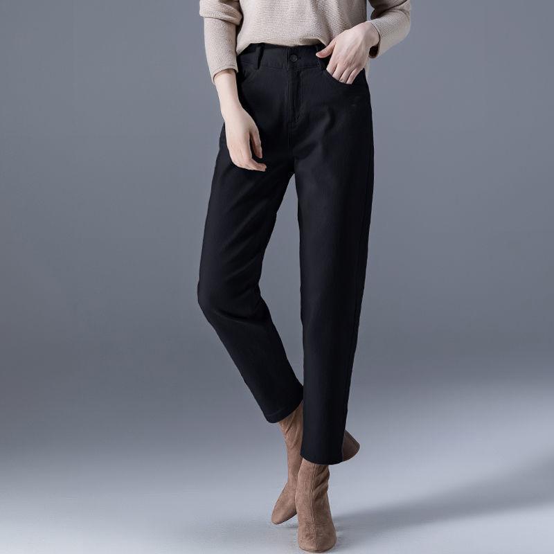Women s Winter High-Waist Velvet Harem Jeans - Slimming Plus-Size Casual Denim Pants Size 33