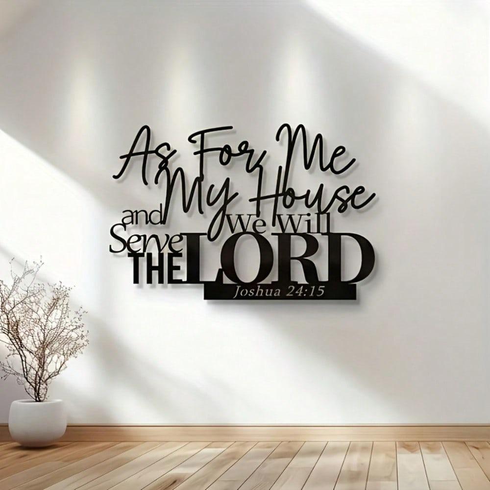 1pc Metal Wall Art Jesus Bible Verse Joshua Scripture Quote Iron Christian Faith Home Decor Living Room Office Religious Gift