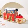 Gingerbread Man Apple Ceramic Mug with Lid