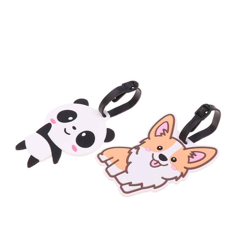 1Pc Luggage Tag Cute Corgi Panda Suitcase Portable Travel Label Accessories