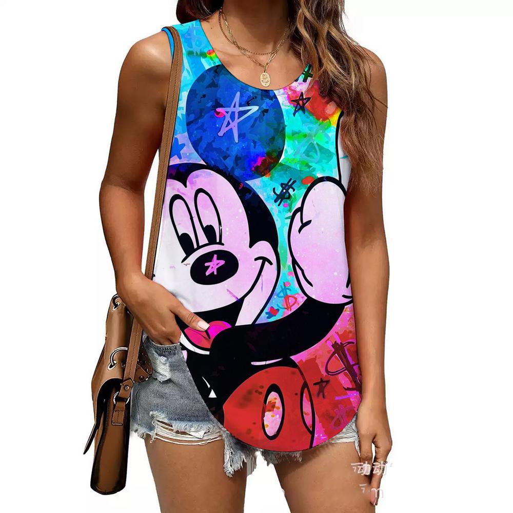 Fashion Printed Top Casual Loose Sleeveless T-Shirts Women’s