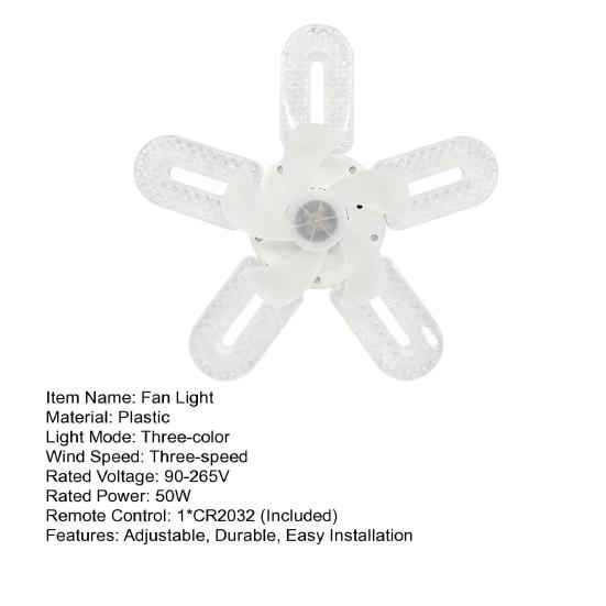 Ceiling Fan Light with E27 Socket 5-Blade LED Fan Lamp with Remote 3 Speeds 3 Color Temperatures Quiet Energy-Saving Modern
