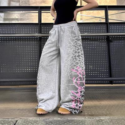 Pantaloni da Ginnastica Larghi con Stampa Leopardo Hip-Hop Coreano da Ballo per Donna