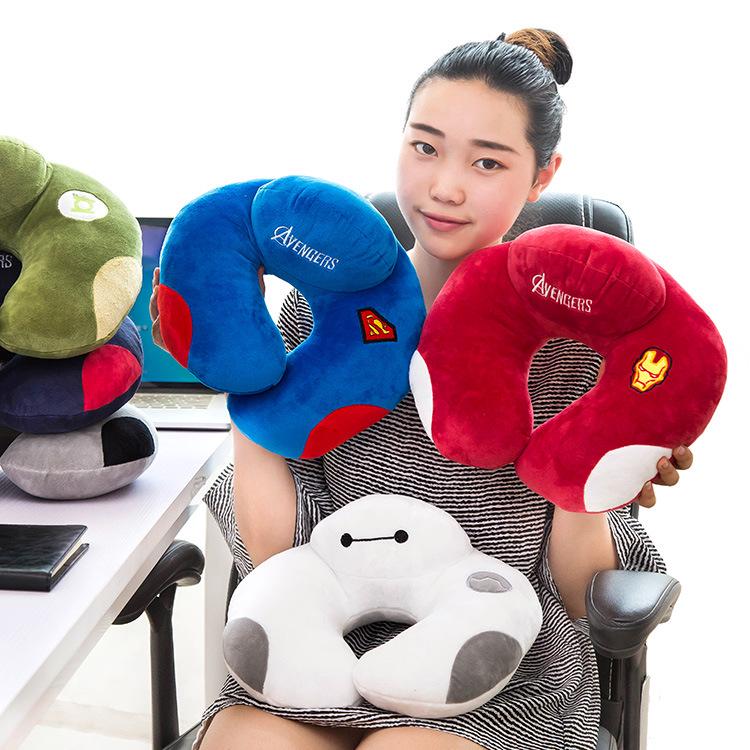 Cartoon U-Shaped Neck Pillow: Cervical Support for Napping, Office, Travel, or Driving.