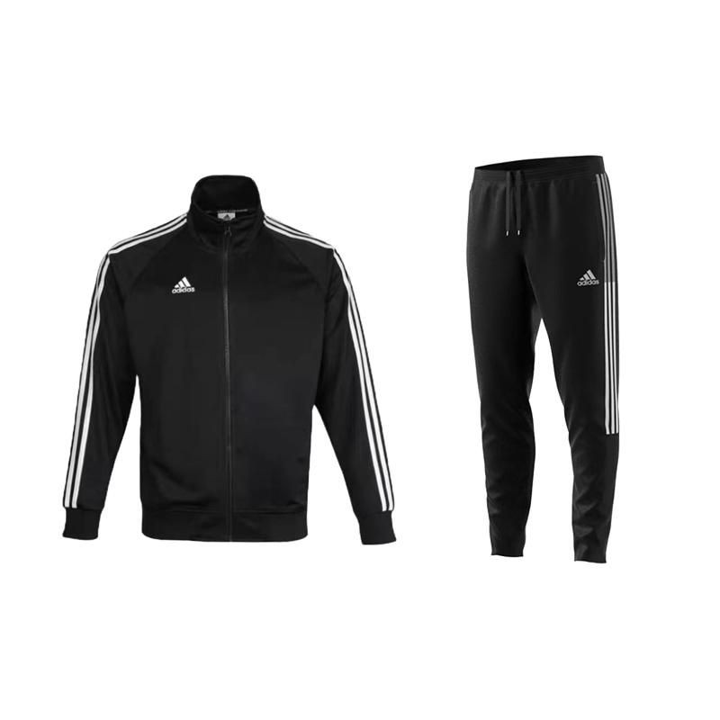 

Adidas Удобный облегающий свитер со шнуровкой и средней посадкой, воротник-стойка, комплект из толстовок унисекс, черный TR30J1-BW+GM7356 S