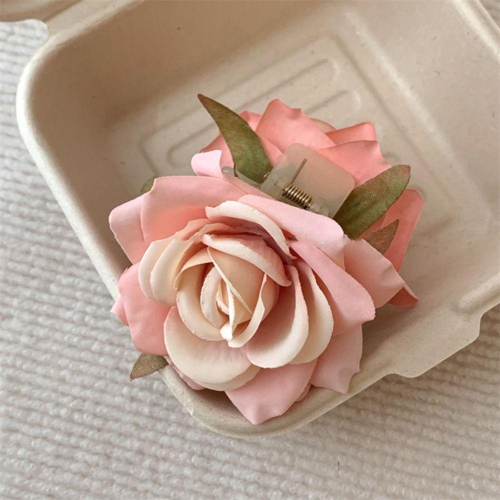 

Ponytail Clip Flower Hair Claw Cloth Large Shark Clip Creative Rose Hair Clip Girl style 1
