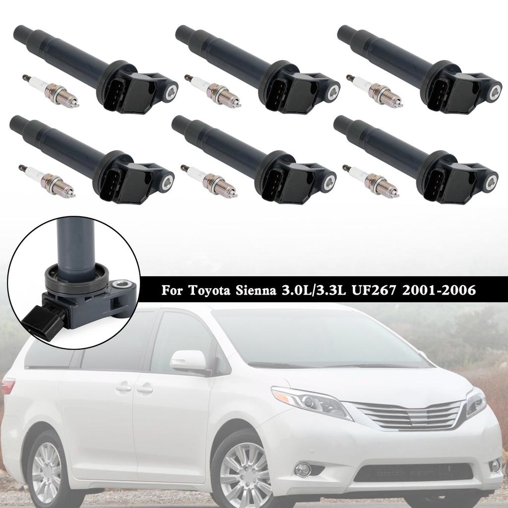 6X Ignition Coil+6X Spark Plug For Toyota Sienna 3.0L/3.3L UF267 2001-2006