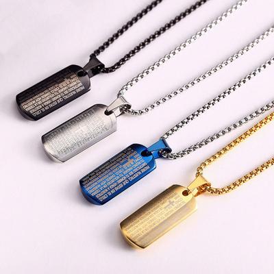 Colgante de etiqueta de acero inoxidable para hombres y mujeres, patrón de letras cruzadas, joyería de tendencia europea y americana