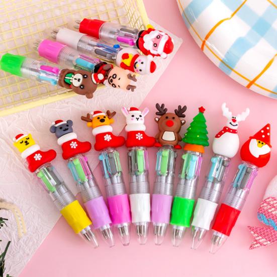 Christmas Ballpoint Pen Snowman Reindeer Topper Designs Multi-Color Writing Pen Fun Holiday Gift for Students Friends