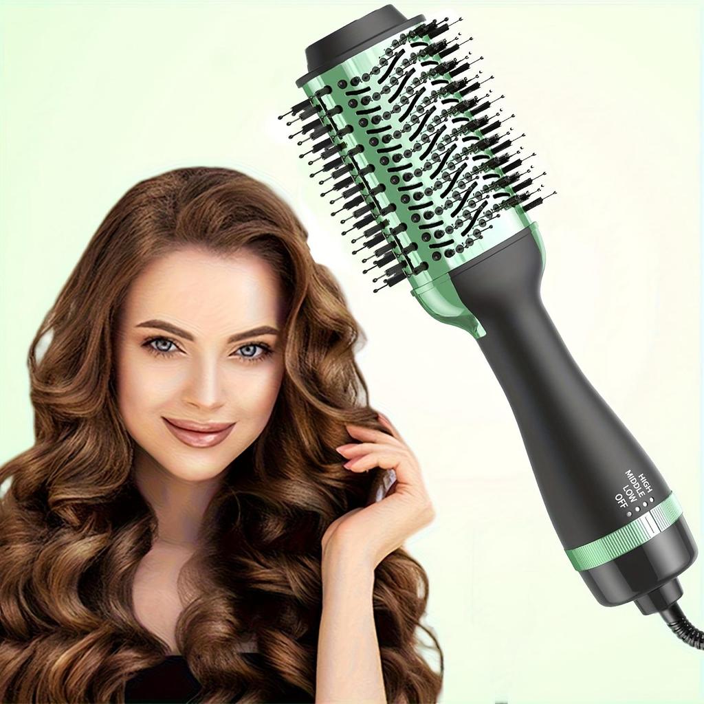 4-i-1 Varmluftsbørste for Alle Hårtyper – Profesjonell Volumgiver og Styler med Krølltang-, Rettetang- og Fønerfester, Ergonomisk Håndtak