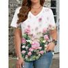 T-shirt da Donna Estiva con Stampa 3D Scollo a V Moda Versatile Traspirante Tendenza Casual