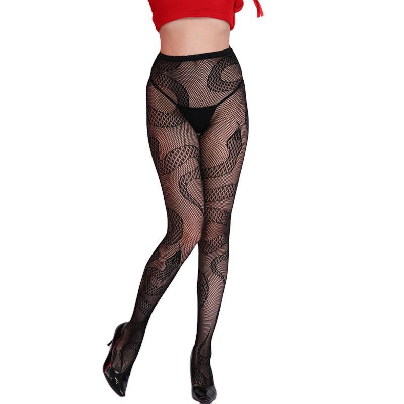 Snake Pattern Fishnet Stockings – Sexy Mesh Pantyhose for Women