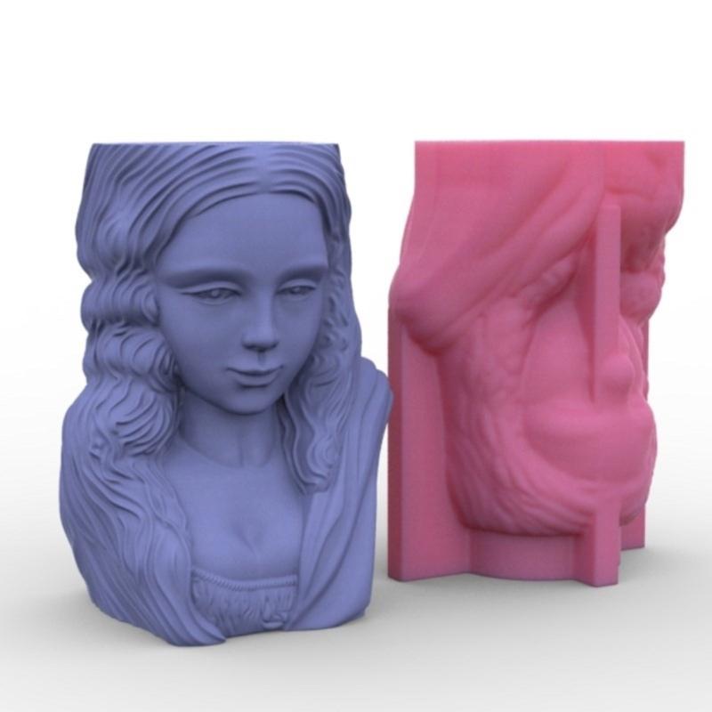 Silicone Clay MouldS Flowerpot Molds Girl Shaped Silicone Pen Holder Moulds for Succulent Planters Flowerpot Pen Holder
