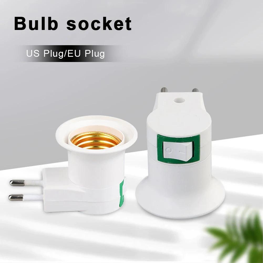 E27 Light Bulbs Socket Outlet Converter with Switch EU US Plug Adapter Standard Screw-in Base Holder ON/OFF Lamp Accessory