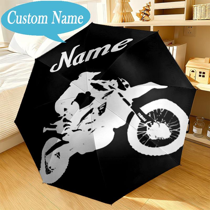 Custom Name Umbrella Sport Bike Umbrella 8-Frame for Travel, Camping, Casual Lightweight Portable, Essential for Family Gifts