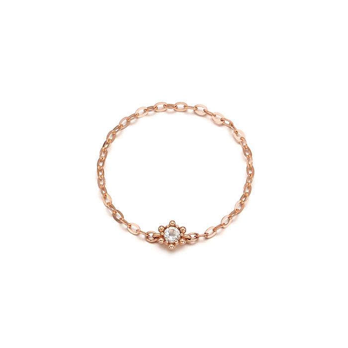 Tirrlirr 14K Pink Gold Prong Chain Ring Trsk4P21104M