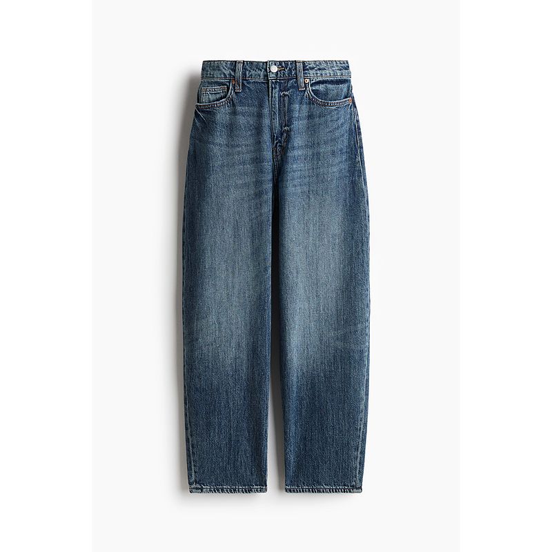 

HM Women s Autumn Lantern Leg Loose Tube-Shaped High Waist Denim 1229032 Denim Blue 014 160/68