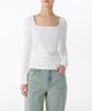Woman Slim Square Neck Long Sleeve T-Shirt [White]