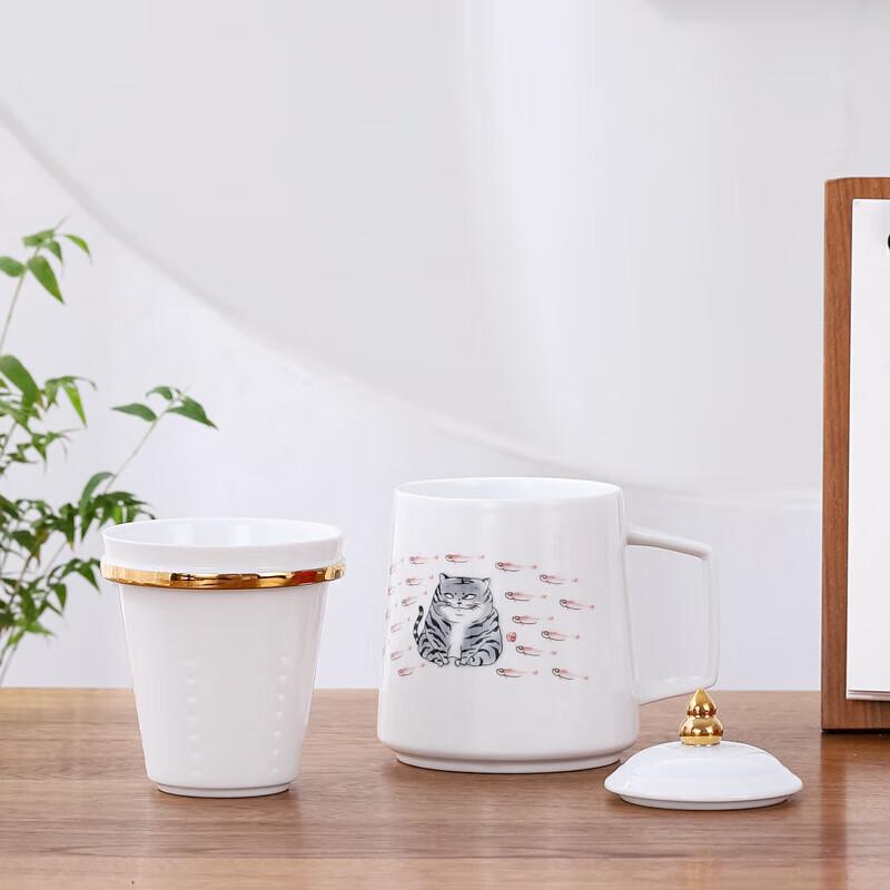 Chaxun Ceramic Office Tea Cup Set with Filter