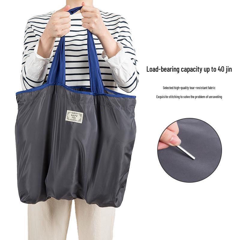Large Foldable Eco-Friendly Shopping Tote with Drawstring