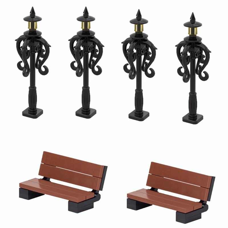 MOC Bricks Toys Model Compatible MOC Parts Bricks City Street Lamp Building Block Lamp with Halloween Bat Lamp