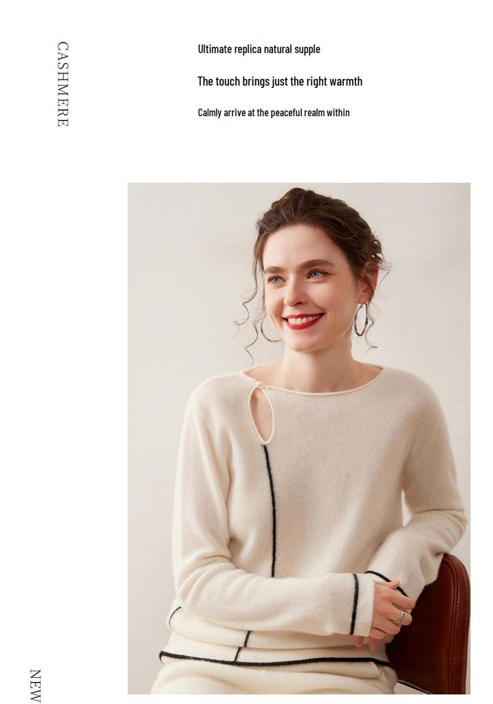 Women's Korean Style Cashmere Single-Button Pullover - Autumn/Winter Fashionable Knit Base Layer Sweater