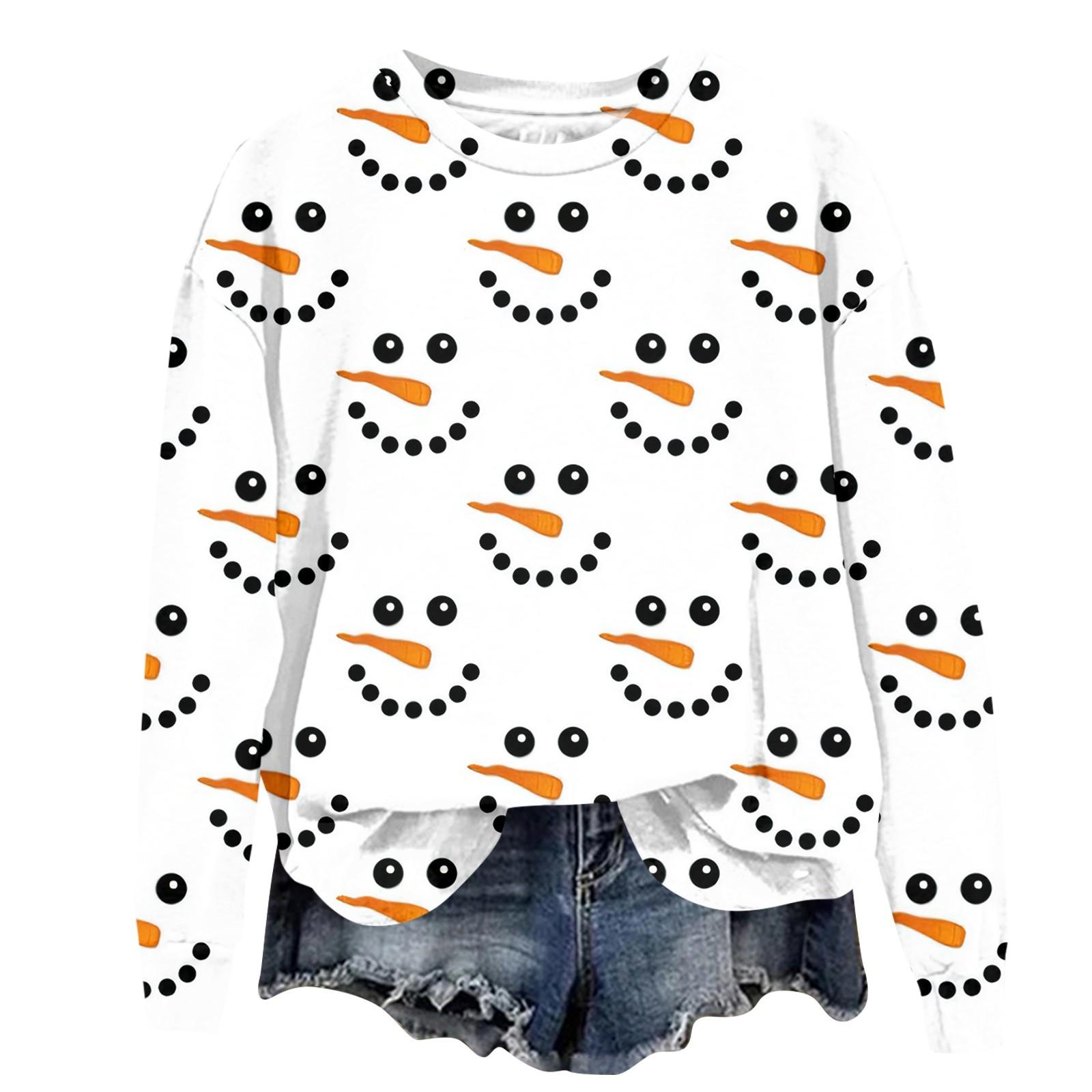 

Женская модная рождественская принтованная толстовка с длинным рукавом и круглым вырезом S оранжевый