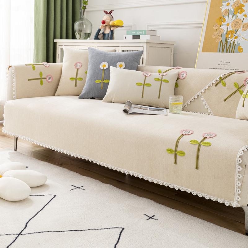 Nordic Flowers Knitting Chenille Sofa Towel Non-slip Sofa Mat Couch Cushion Cover Four Seasons Universal Simple Couch Slipcovers