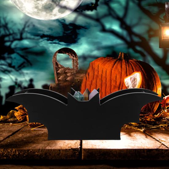 

Настольный ящик для хранения, черный готический поднос в форме летучей мыши, элегантный загадочный органайзер для макияжа для декора ванной комнаты