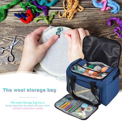 Wool Yarn Knitting Needles Tools Organizer Case Knitting Crochet Organizer Large Capacity Travel Yarn Storage Tote Organizer Bag