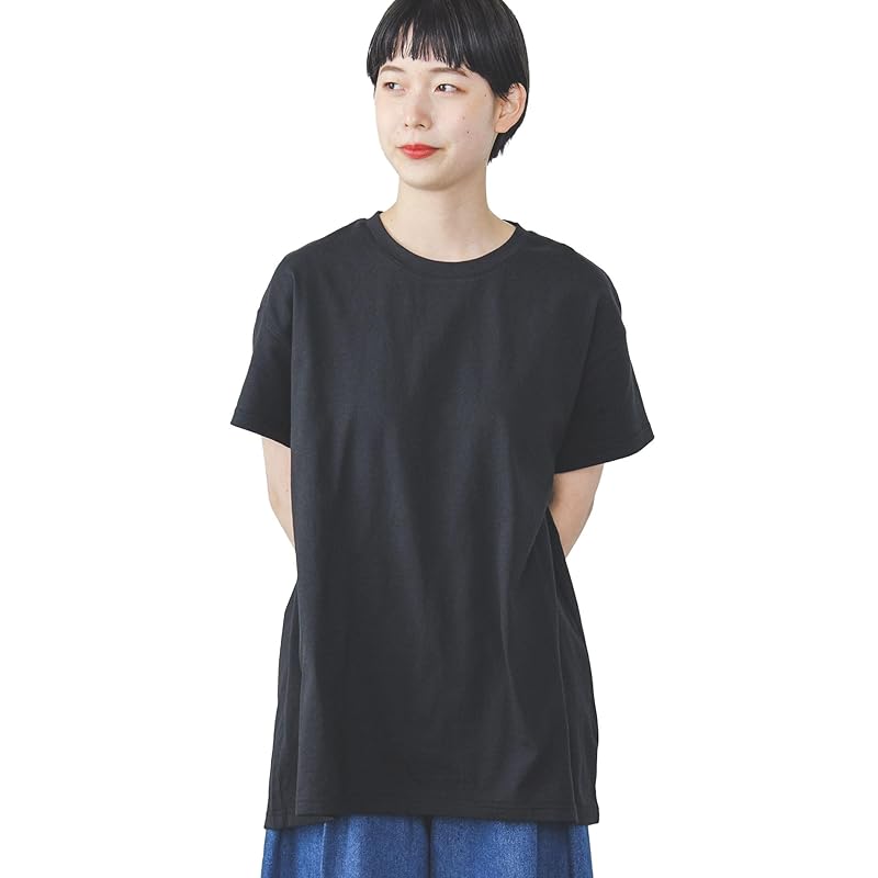 

[Beams Heart] S/S_TEE back slit pullover ladies BLACK FREE