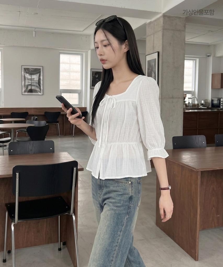 ROEM 3/4 Sleeve Cotton Blouse Rmblg24R15