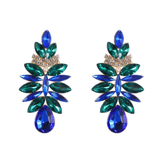 

1 пара блестящих простых серег-гвоздиков для пирсинга в форме капли воды со стразами для женщин синий