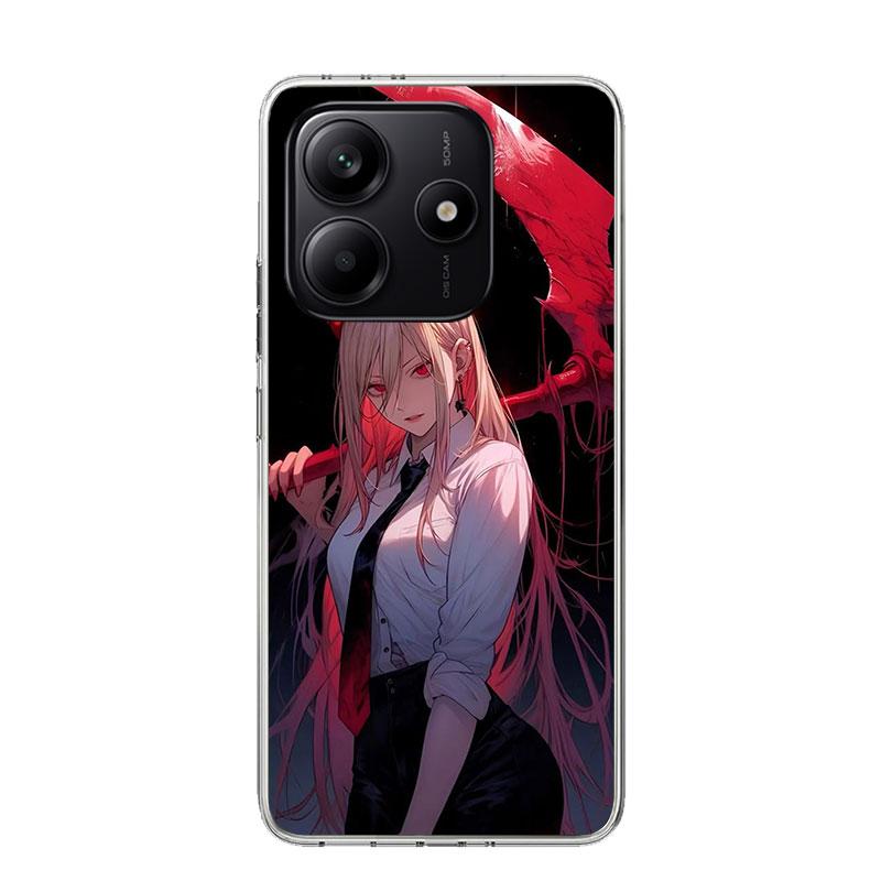 C-Chainsaw Mans Power Phone Case For Xiaomi Redmi Note 15 14 13 12S 12 Pro Plus 11S 11E 11 11T 10S 10 Art Soft Pattern Cover Red
