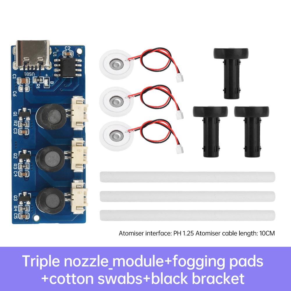 Type C Dual Spray Three Spray Ultrasonic Atomizer Humidifier Module Mist Maker and Driver Circuit Board DC 5V 108-110KHz ± 5KHZ