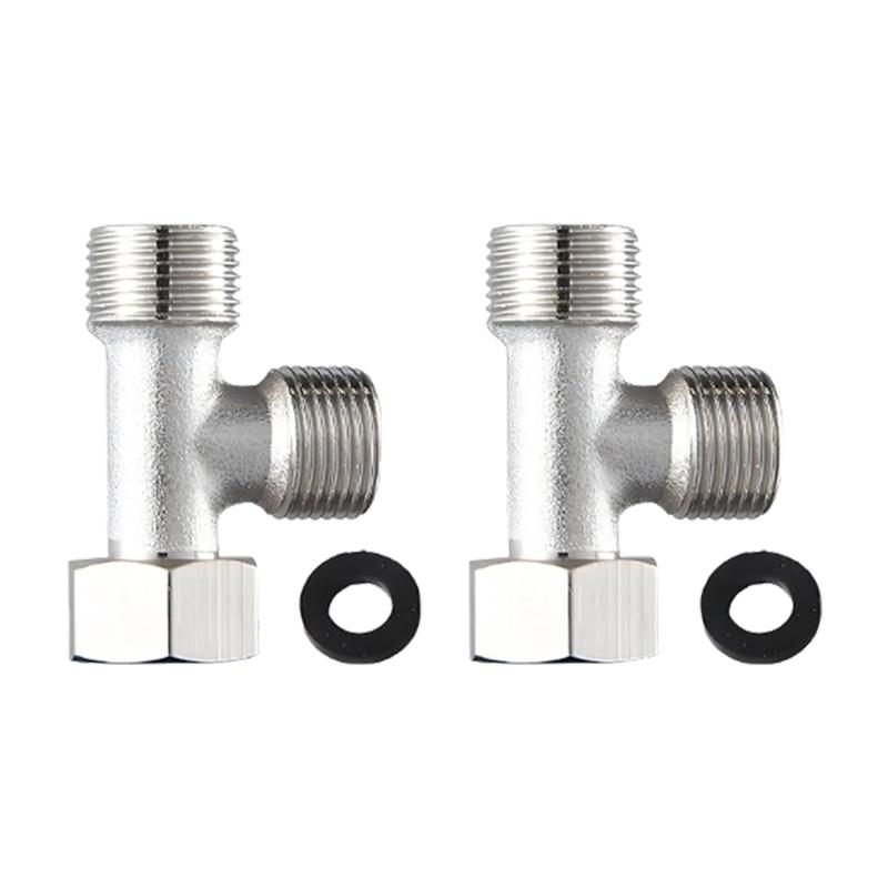 2Pcs Durability 3/8 In Brass Tees Joint With Leadproof Brass Plumbing Tees 3-Way Connection Valves for Drinking Water Pipe Networks