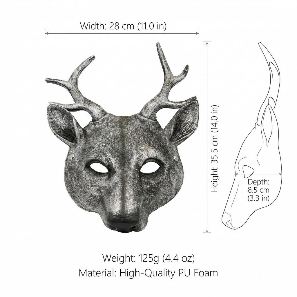 Masque d'Halloween Cerf de Sika - Masque Animal en Mousse PU pour Carnaval & Cosplay