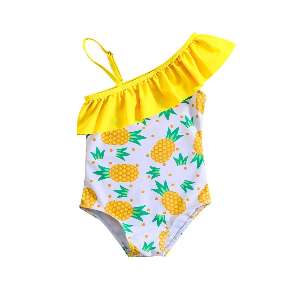 Exclusive Baby Girl Pineapple Print Suspender Swimsuit Jumpsuit