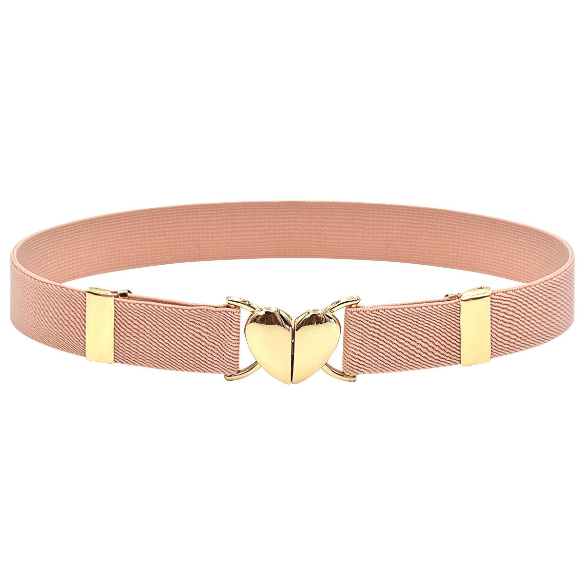 

Elastic Waist Belt with Heart-Shaped Buckle Adjustable Women’s Decorative Waistband Stretch Fabric Waist Cincher for Dresses and Tops One Size