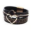 1 Piece Hand Woven Multi-Layer Leather Bracelet, Bohemian Style Gold Heart Women'S Bracelet Accessory