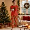 Men's Casual Neck Long Sleeve Top and Pants Pajama Set Comfortable Sleepwear