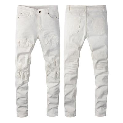 Vielseitige Herren Slim Fit Stretch Ripped Weiße Jeans - Trendige Amerikanische Lässige Mode