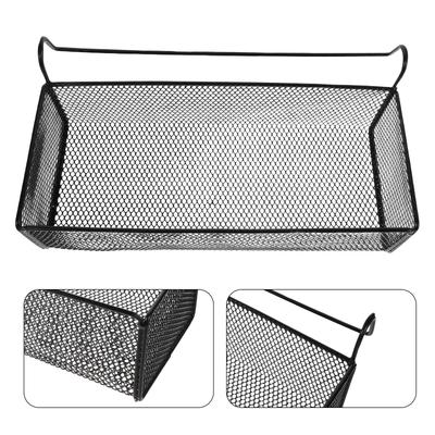 Hanging Storage Basket Large Capacity Black Iron No-Drill Over Bed Hanging Organizer Dormitory Bathroom Wall Mounted Storage