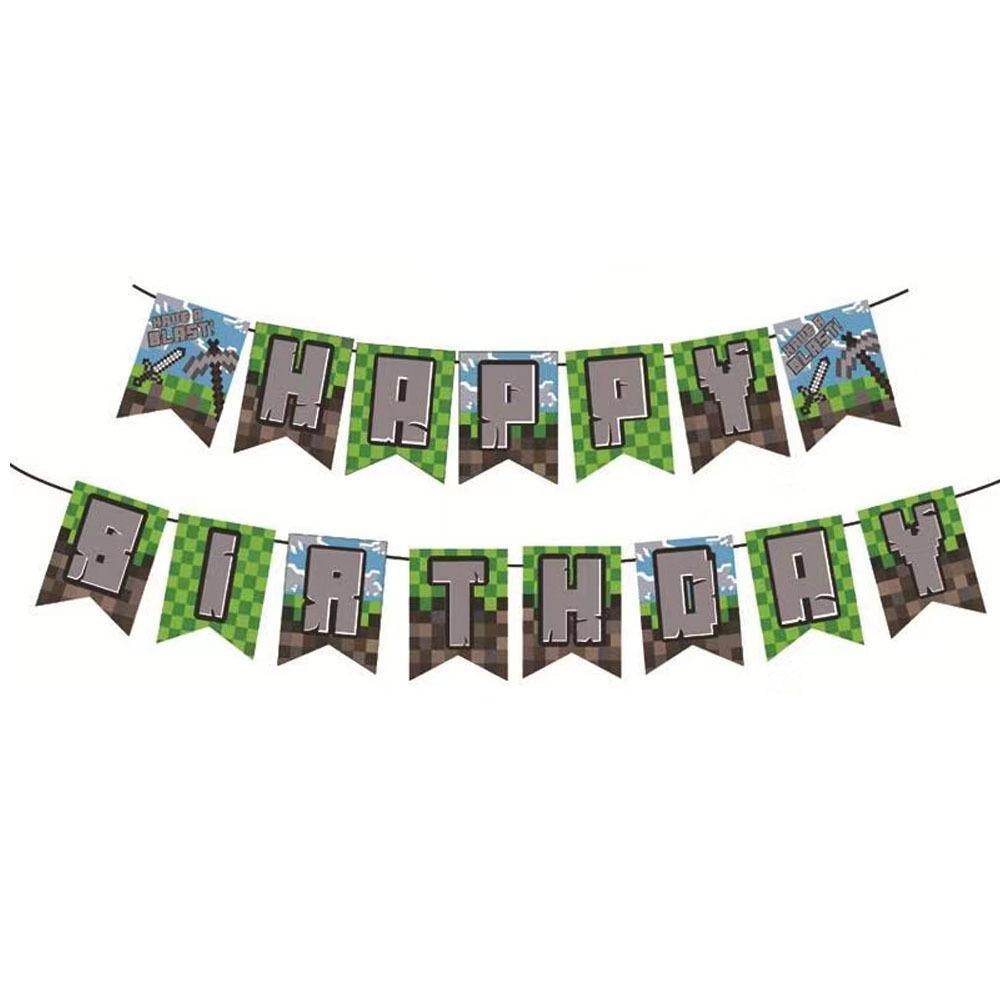 Minecraft Birthday Party Supplies Disposable Cutlery Paper Plates Paper Cups Paper Tissue Boy Decoration Children'S Fun