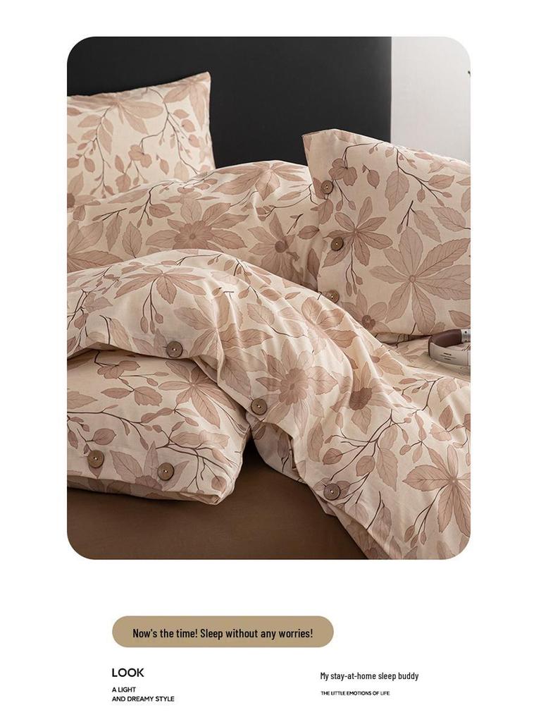 Pastoral A-Class Cotton Linen Buttoned Bedding Set: High-End, Skin-Friendly, Comfortable.