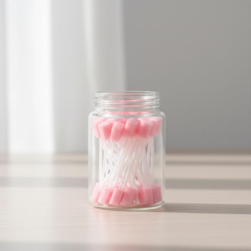 Soft Foam Oral Sponge Swabs (100pcs) - Disposable Mouth Cleaning Swabs with Stick for Tooth Care, Denture Cleaning & Dry Mouth