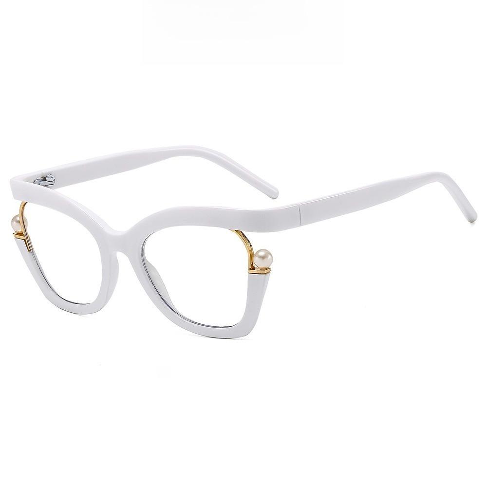 

Pearl Decorative Cat Eye Reading Glasses Rainbow Gradient Candy Color Luxury Eyewear Frame High Quality Purple Vintage белый