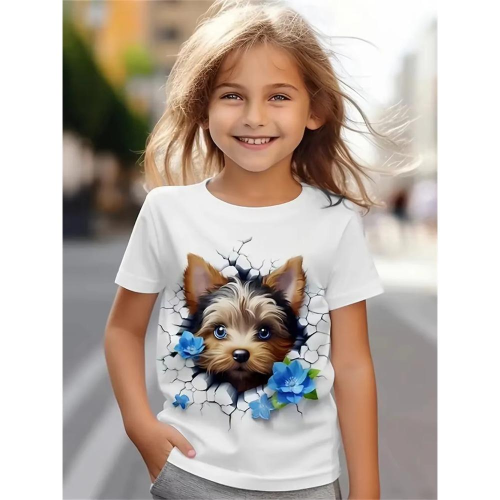 Cute Dog 3D Print Girls Clothes Cartoon Animal Trendy Children Clothing Casual Dog Lover Top